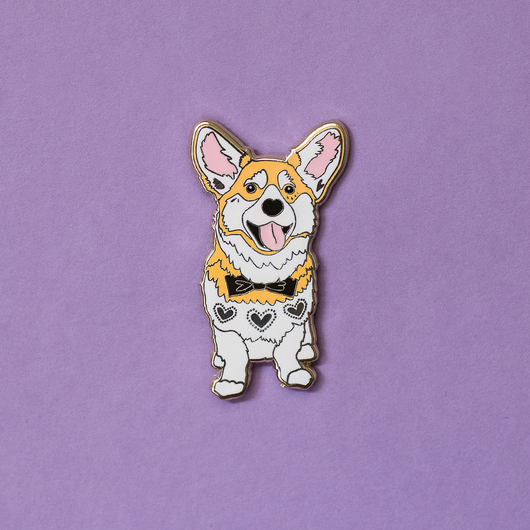 Wally the Welsh Corgi Wedding Enamel Pin