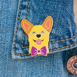 Smiling Pembroke Welsh Corgi Enamel Lapel Pin Animal Pet Dog Gift Accessories Flair