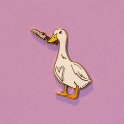 Goose with Knife Enamel Pin