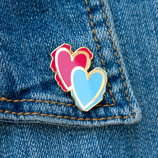 Double Hearts Love Enamel Lapel Pin Gift Accessories Flair