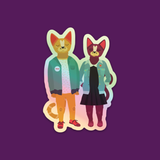 Hipster Cats Holographic Die-Cut Vinyl Sticker