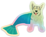Mermaid Husky Holographic Die-Cut Vinyl Sticker