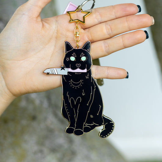 Black Cat Charm Keychain Malz Palz