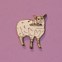 White Sheep with Knife Enamel Pin