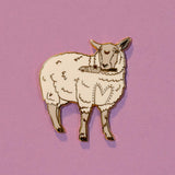 White Sheep with Knife Enamel Pin
