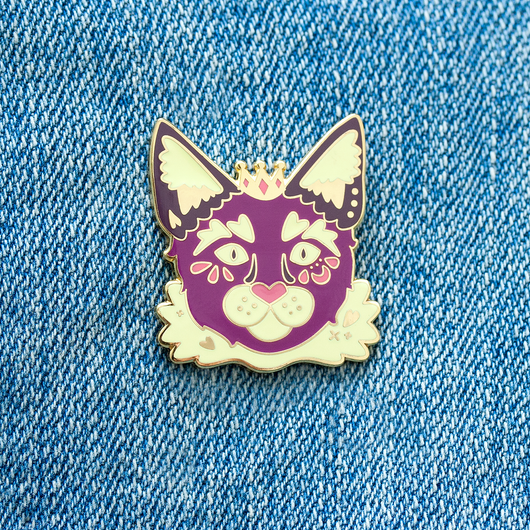 Purple Cat Prince Enamel Lapel Pin Animal Pet Cat Gift Accessories Flair
