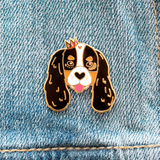 Tri-Color Cavalier King Charles Spaniel Enamel Lapel Pin Animal Pet Dog Pup Gift Accessories Flair
