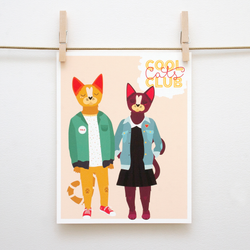 Cool Cats Handmade 8x10 Print