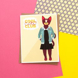 Cool Cats Club (Female) Handmade Greeting Card