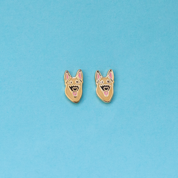 German Shepherd Enamel Earrings