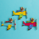 Airplane Pilot Corgi in Blue Plane Enamel Lapel Pin