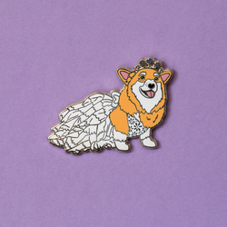 HazelBear the Corgi Wedding Enamel Pin