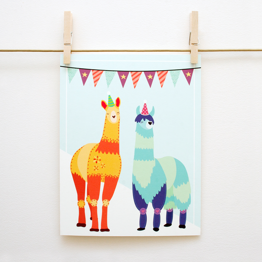 Party Llamas Handmade 8x10 Print