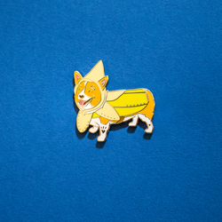Lulu the Banana Corgi Party Limited Edition Enamel Lapel Pin