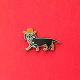 Black & Tan Dachshund Cowboy Enamel Lapel Pin. Cut Animal Pet Dog Gifts Accessories Flair. Get a Long Little Doggie