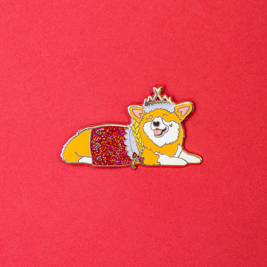 HazelBear the Princess Corgi in Red Limited Edition Pin