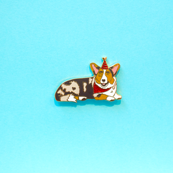 Party Pup Malygos Cardigan Welsh Corgi Enamel Lapel Pin Cute Animal Pet Gifts Accessories Flair