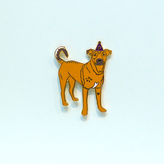 Party Pup Mutt Brown Lab Mix Enamel Lapel Pin Cute Curious Animal Pet Dog Gift Accessories Flair