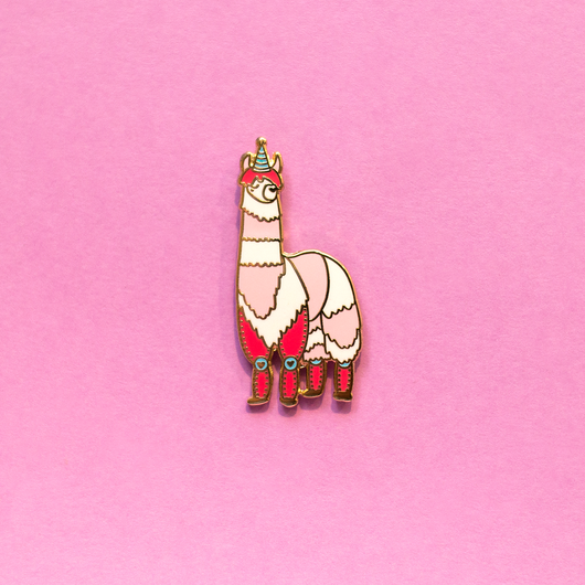 Pink Party Llama Enamel Lapel Pin Cute Animal Gift Accessories Flair