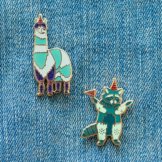 Party Pack! Raccoon & Llama Enamel Pin