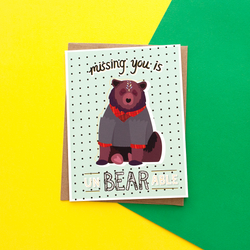 Missing You Is UnBEARable Handmade Greeting Card
