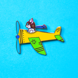 Airplane Pilot Cat and Dog Set in Yellow